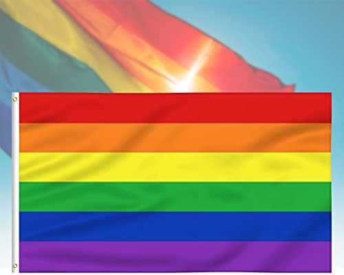 FLAGBURG Rainbow Flag 5x8FT, LGBT Flags - Durable Polyester Gay Pride Lesbian Flag Banner, Vivid Color, Double Stitched and Fade Resistant with Canvas Header & Brass Grommets for Outdoor Parade