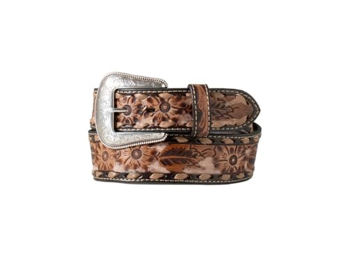 Western Belt Mens Tooled Floral Buck Lace Brown N210007402