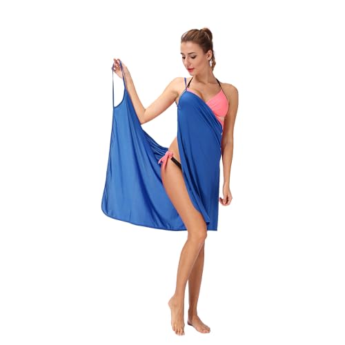FXTYK Bikini Cover Up Strandkleid Sexy Spaghetti-TräGer RüCkenfreies Langes Wickelkleid Summer Strandkleider Damen Sommer Bademode
