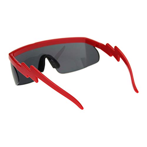 Flat Top Crooked Bolt Arm Goggle Style Color Mirror Shield 80s Sunglasses4