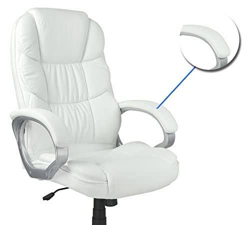 Image of High Back Leatherette Office Chair | Director Chair with Adjustable Armrest | Revolving Chair | Executive Chair - 111011214 White