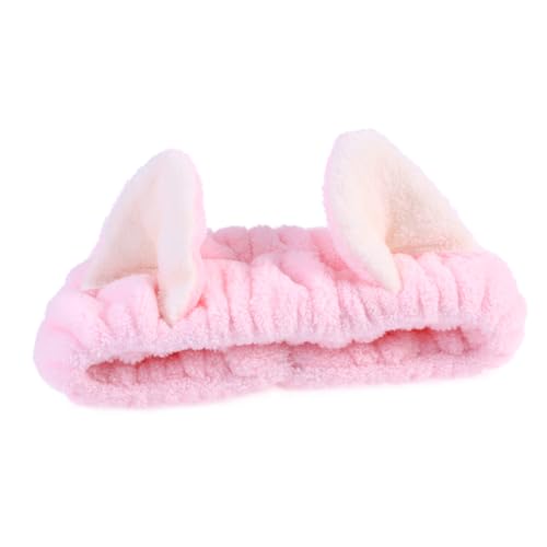 WOFASHPURET かわいい猫耳デザイン ヘアバンド 伸縮性 吸水性 メイク用 化粧洗顔 ターバン レディース お風呂 洗顔用 アクセサリー ピンク