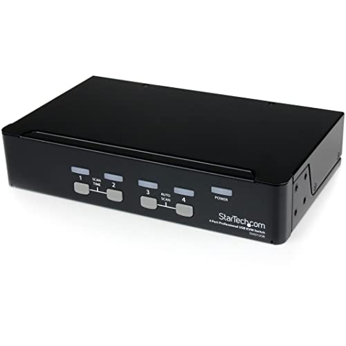 StarTech.com 4-poorts VGA USB KVM Switch met hub, VGA KVM schakelaar voor 4 pc's, desktop KVM switch met 4x USB 2.0, 1x…