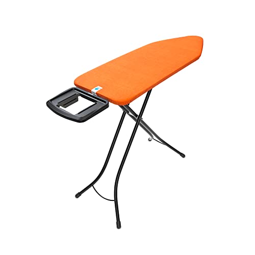 Image of Brabantia Size C Ironing Board (49x18 in) 7 Height Options, Solid Steam Iron Rest Holder (Happy Glow Orange /Black) Non-Slip Feet, Anti-Collapse Child Locks