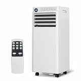 Portable Air Conditioners 8,000 BTU, 4-IN-1 Portable AC Unit for Rooms to 350 Sq. Ft. with Cooling, Dehumidifier, Fan & Sleep Modes, LED Display, 24H Timer, Remote Control, Installation Kits Included