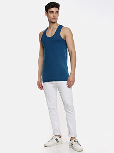 Image of RAMRAJ COTTON Pack of 4 Men's Multicolor Scoop Neck Sleeveless Cotton Undershirt Vest(Multicolor;80)
