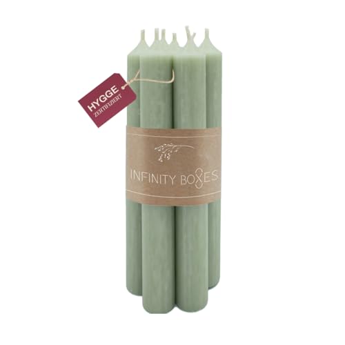 Infinity Boxes 7 Stabkerzen, Salbeigrün, Kerzen Set, ca. L18 cm, Ø 2,2 cm, Brenndauer 8h