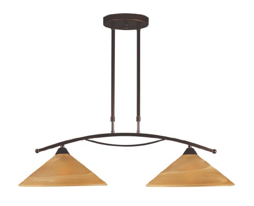 Elk 6551/2 2-Light Island Light in Aged Bronze and Tea Swirl Glass