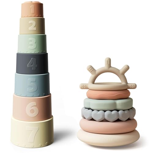 Image of Moonkie Stacking Baby Toy, Eductional Soft Teething Toy with 7 Piece