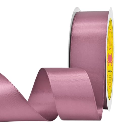 Image of Double Face Rose Mauve Satin Ribbon 1-1 /2 inch X 50 Yards Polyester Rose Mauve Ribbon for Gift Wrapping Very Suitable for Weddings Party Hair Bow Invitation Decorations and More