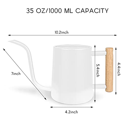 Image of Watering Can Indoor Plants, 35 oz /1000 ml Metal Stainless Steel Watering Can Pot with Long Spout for Indoor House Plants Bonsai Outdoor Garden Flower Decorative (White)