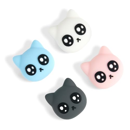 Image of GeekShare 4PCS Cat Shape Silicone Joystick Caps for Switch /OLED /Lite - Tearful Eyes Cat Thumb Grip Caps