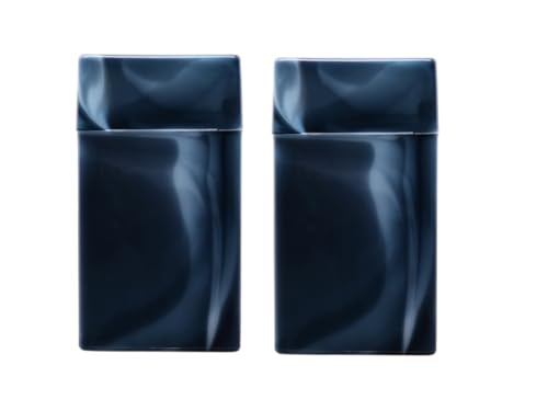 2 boîtes à cigarettes (set double) pour 20 cigarettes de 100 mm, en plastique marbré, résistant et très léger (noir + bleu)