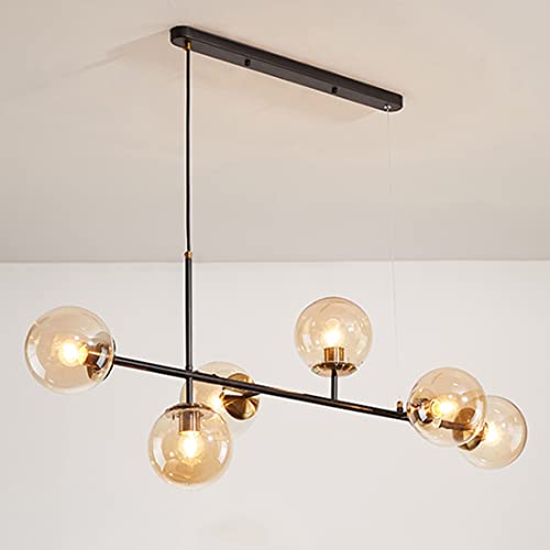 Suspension milieu du siècle HLTYGWX globe en verre 6 lumières design industriel