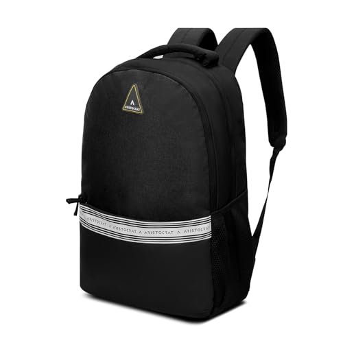 Image of Aristocrat Blake 18L Laptop Backpack, 2 Spacious Compartments, Office & Casual Bag with Quick-Access Pocket, Side Pockets & Reverse Zipper, For Men & Women, Fits up to 15.6 inch Laptop, Grey-Black
