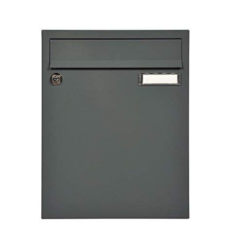 MEFA Sonata Sonate 133 133310 Letter Box with Name Plate Coated Steel 33 x 26 x 100 cm Grey, Gray, 330x260x100 - Image 2