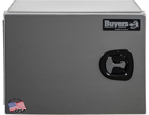 Image of Buyers Products 1705401 Pro Series 18x18x24 Smooth Aluminum Underbody Truck Tool Box, Single Barn Door, Compression Latch, 0.125 in Thick, Rain Gutter & Bulb Seal, Bolt-On Stainless Hinge