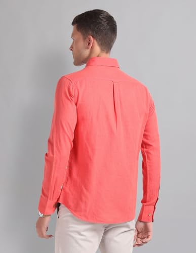 Image of AD by Arvind Cotton Linen Slim Fit Shirt