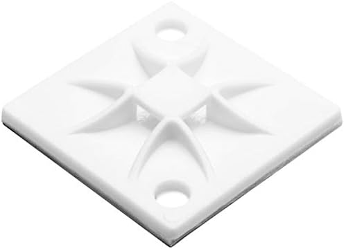 HellermannTyton 151-10905 Q Mount with Adhesive, 1.2" x 1.2" x 0.21", 4 Way Entry for Q18 Thru Q50 Ties, PA66, White, 100/bag