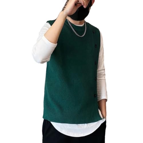 Men's Sleeveless Knitted Sweater Vest V-Neck Solid Color Casual Street Style Solid Color Pullover Vest