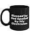 Fancy Electrician Gifts, Blessed by God Spoiled by My Electrician, Joke 11oz 15oz Mug For Coworkers From Colleagues, Electrician birthday present, Electrician birthday card, Electrician birthday cake,