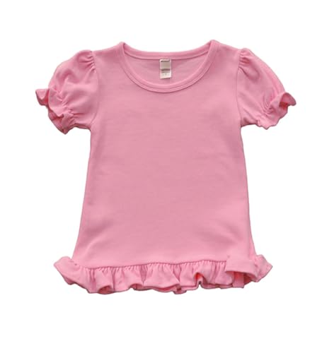 Image of Monag Kids Toddler Girls Short Sleeve Ruffle Tshirt, Blank Girls Ruffle Top, Solid Ruffle Shirts