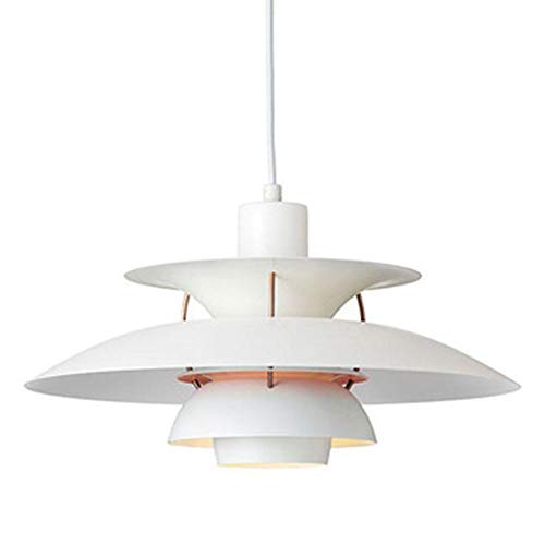 Preisvergleich Produktbild E27 Designer Pendelleuchte Esszimmer Lampe Modern Kreativ Hängelampe Höhenverstellbar Weiss Deckenlampe Schlafzimmer Leuchte Aluminum für Cafe Esstisch Küche Restaurant 50CM