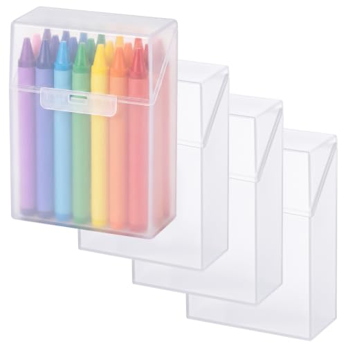 Image of Clabby 4 Pcs Clear Plastic Crayon Boxes Hold 24 Count, Clear