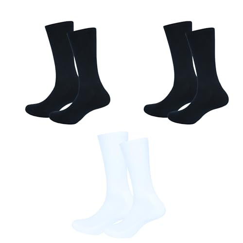 Image of 3 Pack Cotton Crew Socks for Womens Lightweight Casual Wear Business Socks, 6 to 9(WS1002-1W2B-3PK-6TO9)