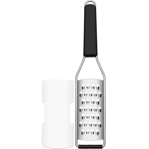 Cambom Cheese Grater Vegetable Shredder & Citrus Zester Lemon Zester For Parmesan Cheese, Vegetables, Zucchini, Nutmeg, Chocolate, Lemons, Hand Held Shredder Graters Stainless Steel Extra Coarse Blade