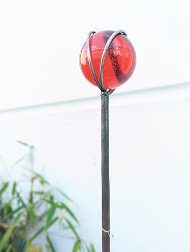 Zen Man Edelrost Gartenstecker H106cm mit Glaskugel 6 cm Gartendeko...