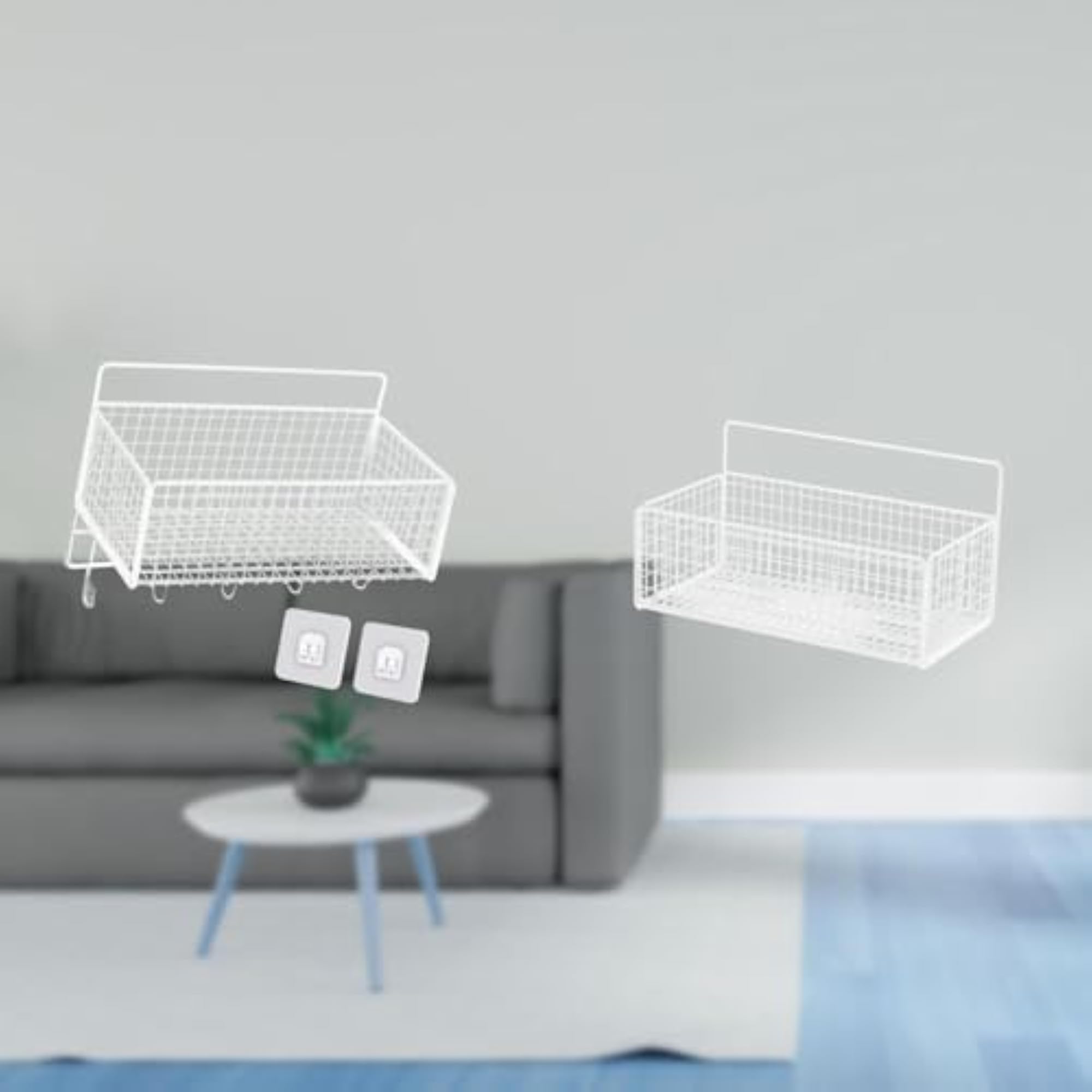 Metal Wire Floating Storage Organizer Basket for Kitchen & Bathroom
