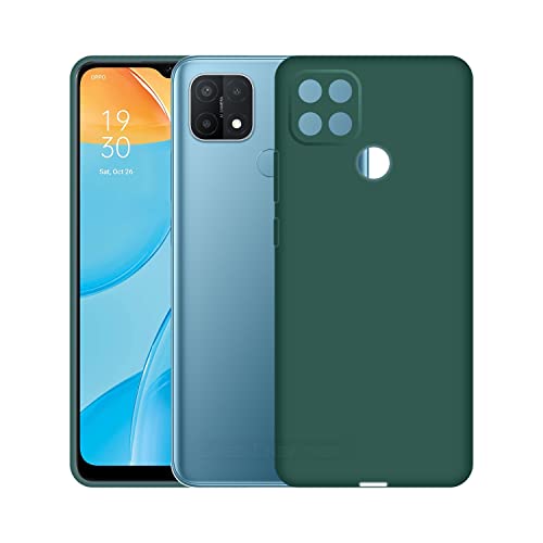 Image of Case Creation Liquid TPU Silicone Cover for Oppo A15 Soft Case,Anti-Dirty Slim Case Frosted Matte Cute Candy TPU Raised Bezel (Splash of Color) Back Case Cover for OppoA15 -Lake Green