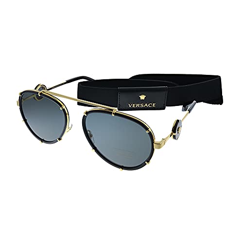 Versace VE 2232 143887 Black Metal Aviator Sunglasses Grey Lens4
