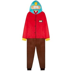 South Park Onesie für Herren und Jugendliche, Lustiger Cartman Ganzkörperanzug aus Fleece, Schlafanzug Männer, Geschenk für Männer (M, Rot)