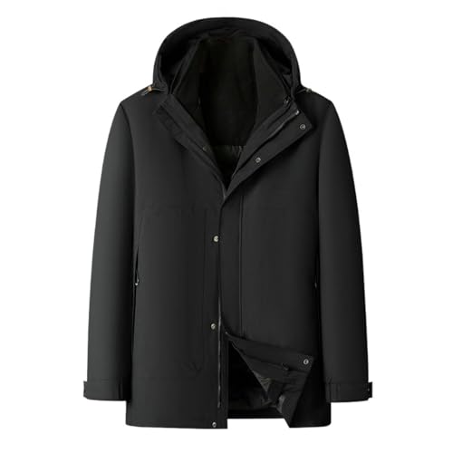 Manteau à capuche en duvet homme chaud avec col montant ajusté pour hiver