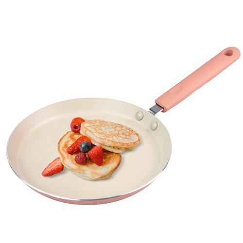 LECOOKING Crepe Pan, Dosa Pan, 8.7 inch Nonstick Crepe Pan, Dosa Tawa Tortilla Pan, Induction Compatible (pink)