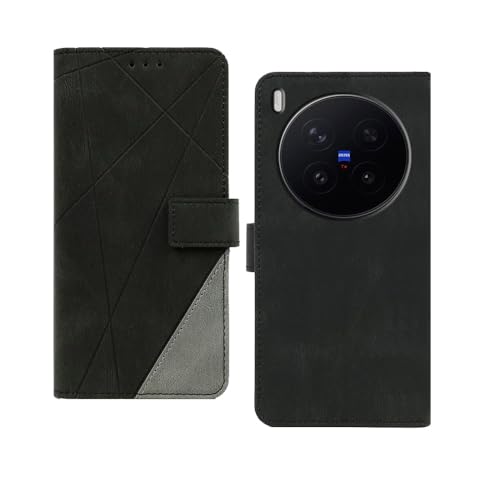 Image of amazon basics Vivo X300 Pro 5G Flip Cover | Card Pockets Wallet & Stand | Flip Cover for Vivo X300 Pro 5G (Black with Grey)