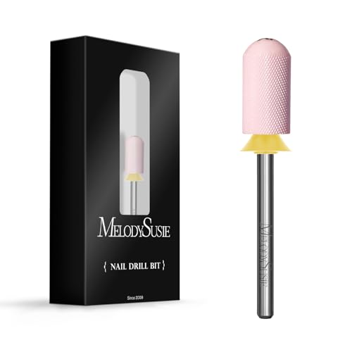 Image of MelodySusie Ceramic Nail Drill Bit, 3 /32'' Smooth Round Top Large Barrel Bits, Suitable for Manicure Pedicure Cuticle Gel Polishing, Beginners Bits, Pink, Series Bit-S, Extra Fine