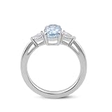 Grewod Anillo Mujer Aguamarina Ovalada 1ct y Moissanita Lágrima Talla 23, Oro Blanco 18K, Joyas Anillo para Boda con Piedra