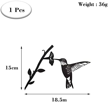  Metal Silhouette Hummingbird Art Garden Outdoor Steel Bird Statue Ornament for Yard Patio Home Decor, Black, M