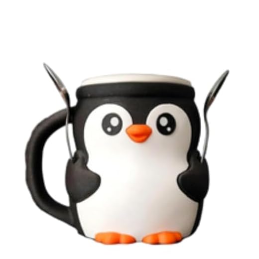 Lindo pingüino helado pingüino, helado de 473 ml con ranura para cuchara y cajón secreto para aperitivos, funda de helado a prueba de fugas para vasos de latas de cerveza