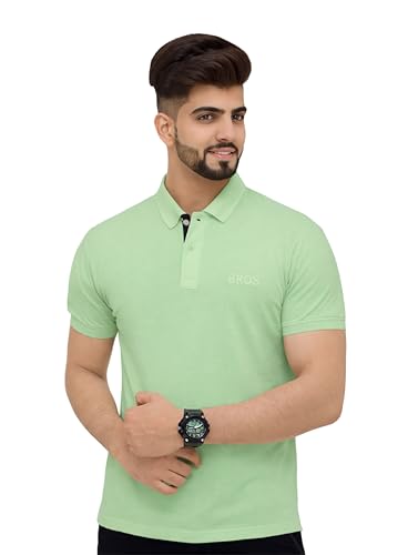 Image of 3BROS Men's Cotton Blend Half Sleeve Regular fit Comfortable Polo Neck T-Shirt (Pack of 1)