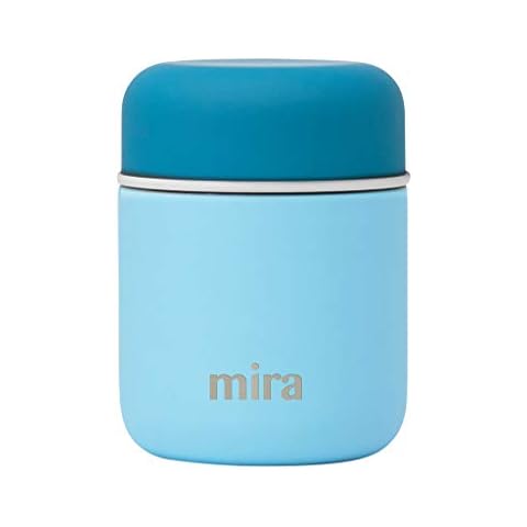 MIRA 9oz Insulated Food Jar Thermo for Hot Food & Soup, Compact Stainless Steel Vacuum Lunch Container - Sky Blue Cover