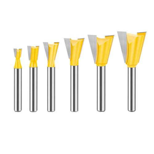 SagaSave 6Pcs Carbide Dovetail Router Bits 6 Sizes with 1/4