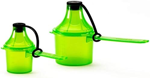 The Scoopie Supplement Container, to-Go Scoop, & Funnel System for Pre Workout Powder & Protein, Spill Proof Holder Dispenser, Gym & Shaker Bottle Travel Accessory, 2 Pack Green (25cc 25mL 80cc 80mL)