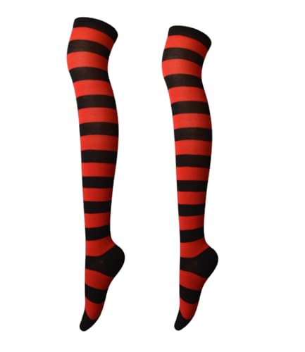 Image of Womens Thigh High Socks Athletic Stripe Cute Colorful Over the Knee High Sock Colorful Long Tube Sock
