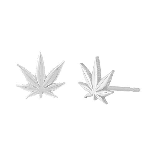 Boma Jewlery Sterling Silver Marijuana Pot Weed Cannabis Leaf Stud Earrings2