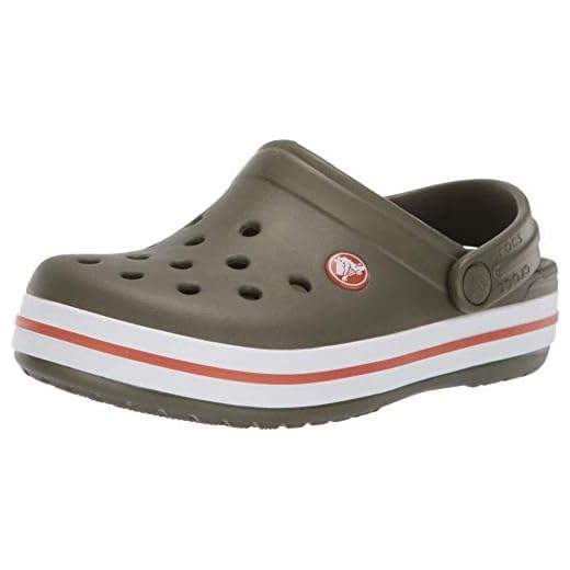 Crocs Kids' Crocband Clog | Slip On Shoes for Boys and Girls | Water Shoes, Army Green/Burnt Sienna, J3 US Little Kid