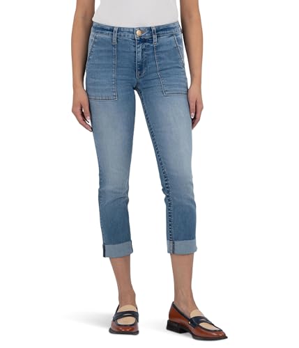 KUT from the Kloth Women's Stevie Crop Straight Leg with Pork Chop Pocket